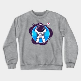 Cute Astronaut Floating With Balloon Cartoon Crewneck Sweatshirt